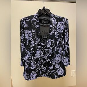 Alex Evenings Black and Lavender Floral 2 piece Jacket Set Size 2X